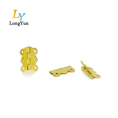 China Hot Selling Brass Color Metal Gold Box Hinges For Small Wooden Box Small Hinge For Wooden Box Spring Hinge For Jewelry Box for sale