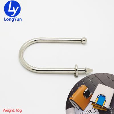 China Metal Nickel Decoration U Shape Fashion Metal Bag Part Accessory Handles For Lady Handbags for sale