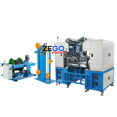 China Power cord plug making machine ZEGO CT-621 two core automatic flat wire cutting, stripping and plug insertion making machine double head US plugging for sale