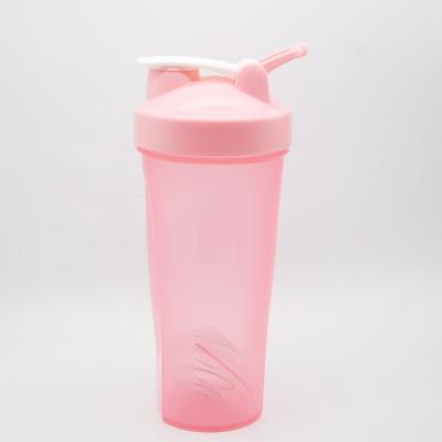 China New Design Sustainable Food Shaker 600ml Sport Water Bottle Safe Ready Running Milk Shaker With Handle And Blender Ball for sale