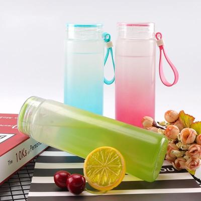 China Customized modern 17oz 500ml gradient frosted glass water bottle straight white sublimation with lid portable for sale