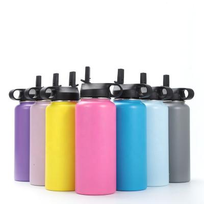 China Custom Made 32oz and 40oz High Quality Viable Iron Hydraulic Insulated Water Bottle Flask With Straw Lid Stainless Steel Wide Mouth Wholesale for sale