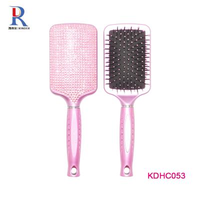 China Salon Equipment Color Hair Brush Palette Waterproof Hot Selling Luxury Pink Shiny Crystal Hair Brush for sale