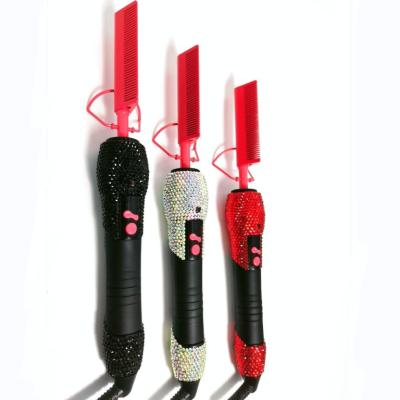 China New Hot Sale Private Label Salon Bling Hot Comb 500F Electric Hot High Heat Comb Pink Hot Combs for sale