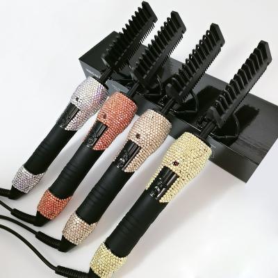 China 500 Degree Bling Electric Hot Comb Salon Hot Sale Copper Hot Press Comb Electric Hot Comb For Wigs for sale