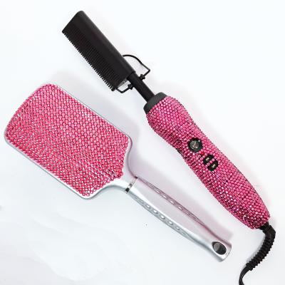 China Wholesale Salon Beauty Hair Styling Tools Private Label Copper Hot Comb Electric High Temperature Bling Hair Straightener for sale