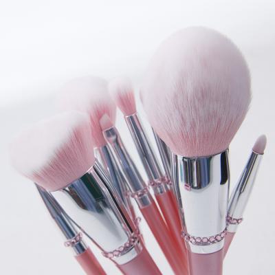 China Angular Blush Newest Design 8pcs Cosmetic Brush Diamond Pink Color Makeup Brush Kits for sale