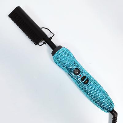 China Professional Luxury Rhinestone Straightener Professional Hair Tools Salon Shiny Electric Hair Comb for sale