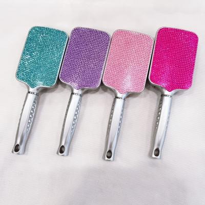 China Diamond Palette Brush Private Label Plastic Pad Luxury Bling Home Detangling Hair Brush for sale