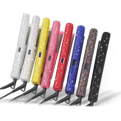 China High Temperature Titanium Flat Hair Straightener Professional Diamond Iron Hotel Diamond Flat Iron Bling Flat Iron for sale