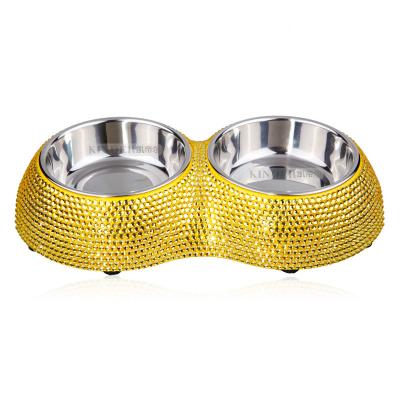 China Viable High Quality Bling Pet Driver Diamond Dog Bowl Stainless Steel Dog Food Bowl for sale