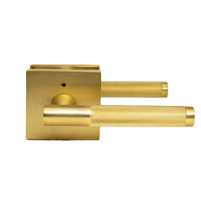 China Heavy Duty Luxury Architectural Satin Knurled Door Handles Interior Door Brass Knurled Door Lever Hardware Eco-Friendly Satin for sale