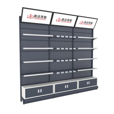 China Single Side Perforated Durable Panel Supermarket Back Shelf for sale