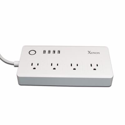 China US Residential/Multi-Purpose Electrical Outlet 4 Plugs 4 USB Chargers 1 Voice Speaker Desktop Power Strip Smart Panel for sale