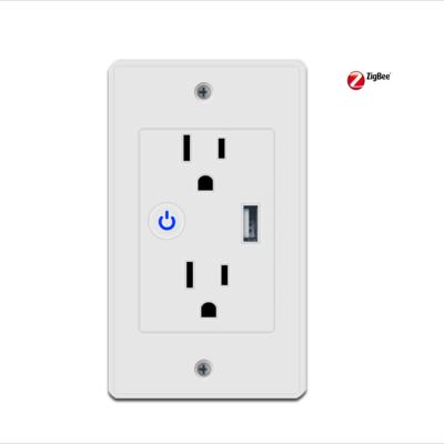 China Smart Life Tuya USA Wall Socket Two Residential / Multi-Purpose AC Smart Plug With 1 USB Port CETL FCC ROHS Certificate for sale