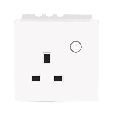 China 13A xenon tuya button 3pin power plug quantity statistical electricity statistics work Alexa voice connection smart wall socket for home for sale