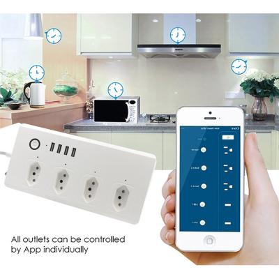 China Hotel Home Office Brazil 2000W Rated Power Industrial Customized Google Echo Control Supports 2.4GHz Radio Frequency Smart Plug And Socket for sale