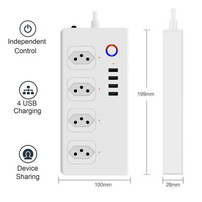 China Residential/Multipurpose Brazil standard waterproof smart home socket multiple socket supports voice systems such as Google for sale