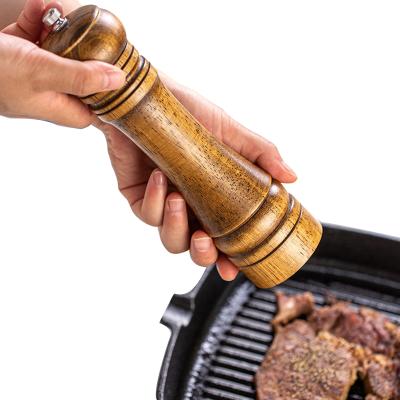 China Sustainable Manual Premium Adjustable Beech Wood Pepper Mill For Kitchen for sale