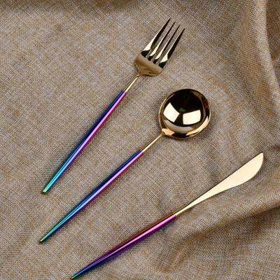 China New Design Viable S-S Colorful Knife Fork and Spoon Flatware Sets for Restaurant for sale