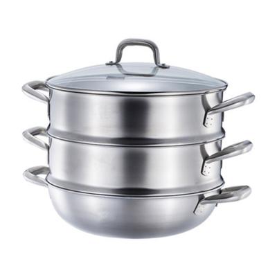 China 2019 Sustainable New Design 2 Layer Stainless Steel Steamer Pot 30cm Cookware Pot for sale