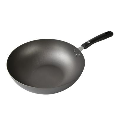 China Sustainable High Quality Eco-friendly Hard Anodized Wok Pan With Flat Bottom For Restaurant for sale