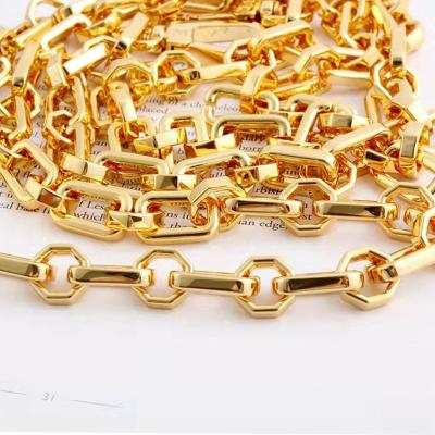 China High End Purse Chain Brand Bag Chain Plated Real Gold For Handmade Purse Shoulder Strap Metal Copper Chain for sale