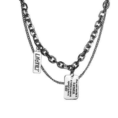 China High Street Retro Double Layer All-match Plain Hip-Hop Street Neutral Multilayer Layered Layered Necklace Chain for sale