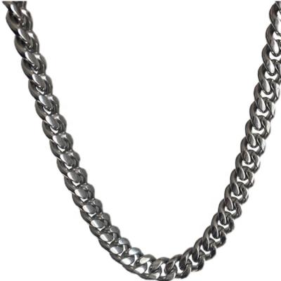 China Hip-hop thick steel chain Cuban clavicle titanium niche punk american non-erasing silver necklace for men for sale