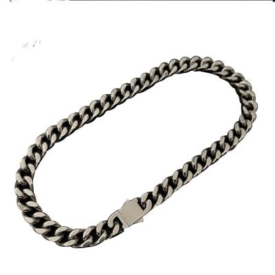 China Rough titanium steel men's spring Cuban Chai exquisite European and American hip-hop popularity fashionable simple shiny buckle necklace for sale