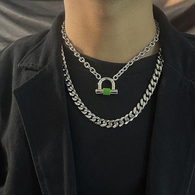 China Fashion Titanium Steel Chains Hip Hop Cuban Free Plated Necklace Europe and America Silver Nickel Milled Four Sides Figaro For Men for sale