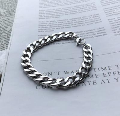 China Wholesale Custom Personal Men's Metal Texture Stainless Steel Heavy Duty Bracelet Punk Fade Titanium Steel Cuban Chain for sale