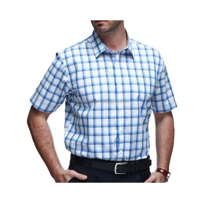 China Anti-Shrink factory wholesale custom check casual dress 100% cotton short sleeve men's shirt for sale