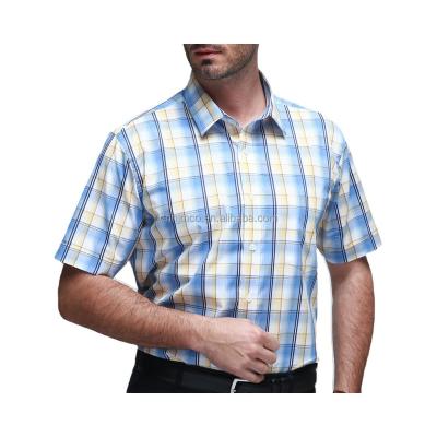 China Anti-Shrink wholesale resort custom check casual dress 100% cotton summer short sleeve men's shirt for sale