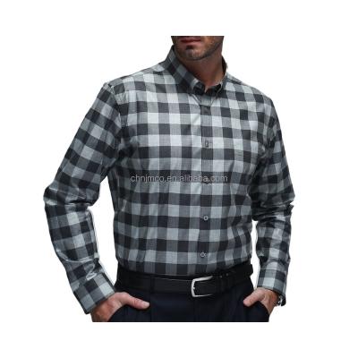 China Anti-Shrink WHOLESALE 100% COTTON CHECK CASUAL BUTTON UNDER COLLAR  MEN'S DRESS SHIRT for sale