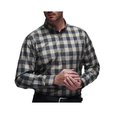 China Anti-Shrink CLASSIC 100% COTTON CHECK CASUAL BUTTON UNDER COLLAR  MEN'S DRESS SHIRT for sale