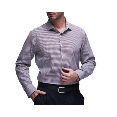 China Anti-Shrink WHOLESALE 100% COTTON MINI CHECK CASUAL STAND COLLAR OVERSIZED  MEN'S DRESS SHIRT for sale