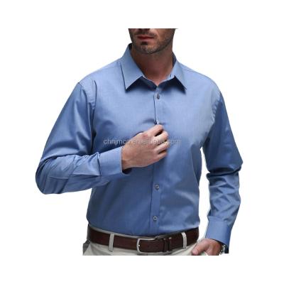 China Anti-pilling wholesale classic smart 2ply yarn no iron natural cotton wrinkle free men's dress shirt for sale