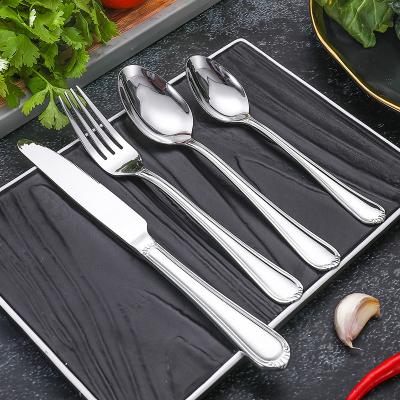 China High Quality Type Stocked Hot Selling Dinner Knife Fork Spoon Flatware Stainless Steel Tradition Pattern Hot Selling Set for sale