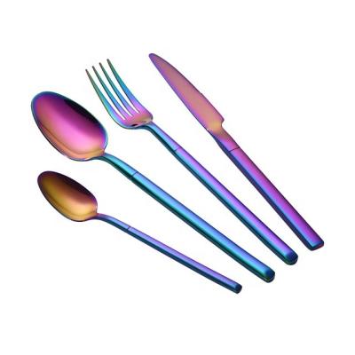 China 2022 Viable Good Selling Luxury Ukraine Modern Travel Premium Durable 18-10 Stainless Steel Colorful Dinnerware Set 4 Pieces Wholesale for sale