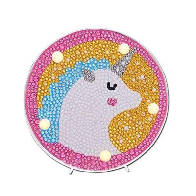 China Creative Cartoon Hobby The Other Toy Flower Cross Stitch Educational Paint By Numbers 5D Diamond Painting Kits LED Lights Lamp for sale