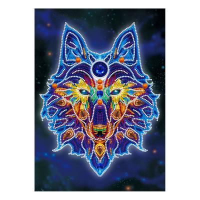 China Waterproof& Room Decor Eco-Friendly Home With DIY Diamond Bright Colorful Abstract Handmade 5d Wall Art Picture Wolf Painting Kits for sale