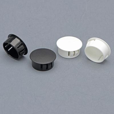 China Round Hole Decoration Protector HP SKT Desktop Wire Dustproof Plastic Nylon Hole Covers Snap-in Decorative Cable Grommet and Dust Protector Plug Black and White for sale