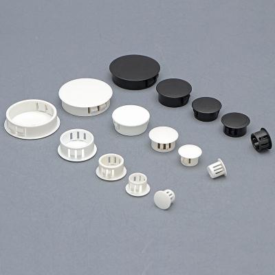 China Round Hole Decoration Dust Cover Around Plastic Outlet Snap Cover Holes Wall Cable Cover Plugs For Profile Pipe Cap Furniture White Hole Desk Caps Screw Steel Gromet for sale