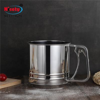 China Viable Hot Selling Amazon Cake Flour Sifter With Fine Mesh Lid Crank Flour Sieve Flour Sieve For Baking for sale