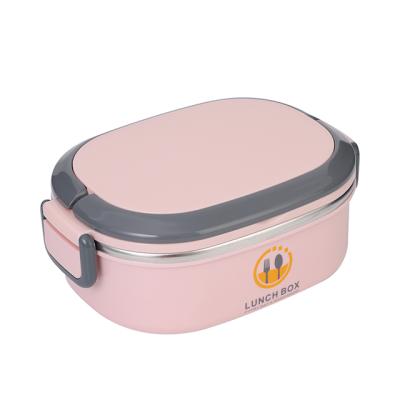 China Sustainable hot sale fashion pp tiffin lunch box food container with stainless steel with spoon for sale