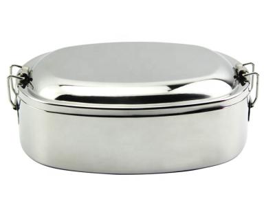 China Function Stainless Steel Lunch Box Preservation With Lock Food Container With Oval Lid Metal Lunch Box] for sale