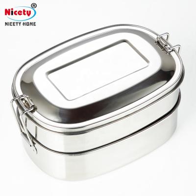 China Freshness Preservation Children's Lunch Box With Lock Metal Stainless Steel High Quality Box 2 Layers Lunch Box For Adult for sale