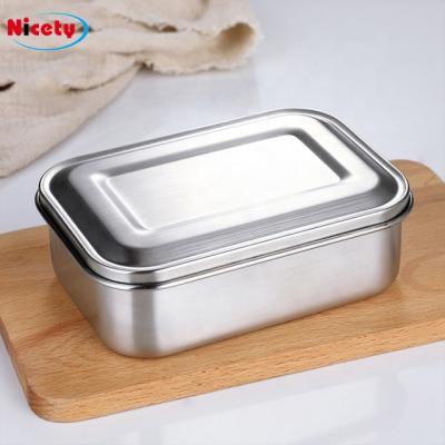 China Freshness Preservation 18/8 Stainless Steel Rectangular Lunch Box For Adult Metal Bento Lunch Box For School for sale