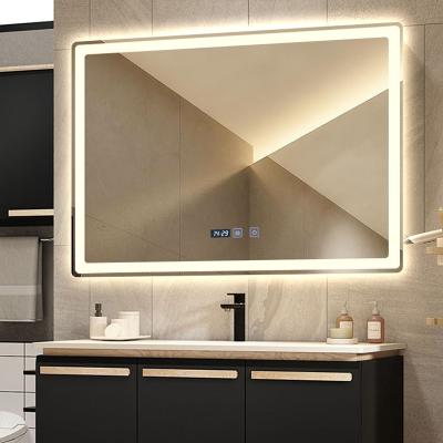 China Touch Screen Magnifying Waterproof Dressing Fogproof Bathroom Led Smart Mirror With Time Display for sale